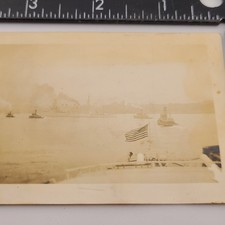 Photo View From Aboard a Ship Tugboats US Flag Vintage picture