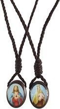 Sacred Heart of Jesus with Our Lady Mt Carmel Catholic Wood Scapular, 19 Inch picture