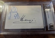 HERGE Georges Remi *SIGNED* Cut Tintin Creator Beckett Slabbed COA picture