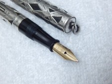LOT# 422R. VINTAGE WATERMAN  S 452 1/2 V STERLING SILVER FOUNTAIN PEN. FLEX NIB. picture