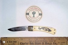 Schrade Scrimshaw Eagle Single Blade Lockback Knife 515SC USA Vintage picture