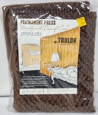 Vintage Trulon Looms Sheer Brown Mesh Curtain Panel (60 x 81) – New in Bag picture