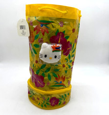  VTG 2002 Hello Kitty Hawaiian Hibiscus Clear Vinyl Bucket Backpack Sanrio Y2K picture