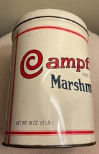 Vintage Campfire Marshmallows Tin 1920s Replica Borden 1 lb Can 8” picture