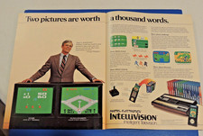 Vintage 1982 Intellivision games & console magazine ad w/ George Plimpton 2 page picture