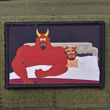 Trump Loves Satan Patch In Bed Moral Tactical Meme Military Hook & Loop 3x2 picture
