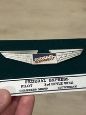 Vintage Federal Express Pilot Wings Pin 3rd Style Chambers Group FedEx Badge picture