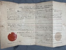 1882 US Land Patent Chester A Arthur Florida Alachua County Original Seal picture