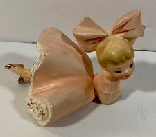Vintage 1963 Inarco Big Bow Bloomer Girl Pink Dress Figurine READ picture