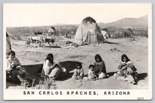 RPPC Postcard Arizona San Carlos Apaches Native Indians Frashers c1940s picture
