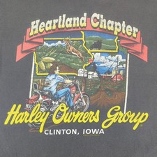 VTG '93 Harley Davidson HOG Heartland Chapter Clinton IA Sgl Stitch T-Shirt Lg  picture