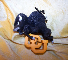 NICE University of Colorado resin buffalo mascot Christmas ornament, 2 7/8