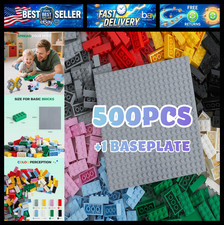 HUIZDQ 2x4 Bricks 500 Piece Classic Building Bricks and 1 Gray Baseplate, 2x4 Br picture