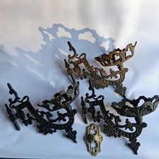 Lot 3 Vtg Cast Iron Gothic Wall Candle Sconces Crown Cup Spanish Revival Moor picture