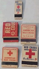 5 Vintage Red Cross Matchbooks Red Cross Cough Drops Unused Unstruck  picture