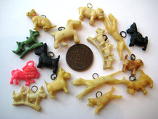 1940's VINTAGE Celluloid Puppy DOG Charm Cracker Jack Prize LOT of 15 #2 picture
