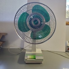 Vintage 1970's Green Lasco Sears tilting Atomic logo fan very rare Works 3 Speed picture