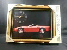 Vintage Jebco Corvette Limited Edition Clock Wood Frame New Red Convertible ** picture