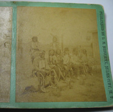 Native American Stereoview Photo Indian Head Warrior L.A. Huffman  Montana picture