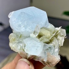 47G Rare Natural beautiful Aquamarine with Mica Crystal Specimen Rough picture