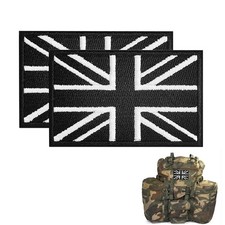 BLACK AND WHITE UK BRITISH ENGLAND FLAG EMBROIDERED PATCH picture