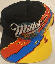 VINTAGE 1994 miller black Splatter cap hat Rusty Wallace MULTICOLORED Halloween picture