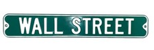VTG Green WALL STREET Sign Metal 36