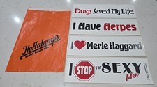 Set of Four 1980's Vintage Bumper Stickers - Heffalump's Sack - Sex, Haggard picture