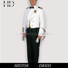 US Navy Officer Dinner Dress White Uniform Set Military Officer Mess Jacket Tuxe picture