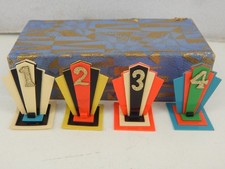 Vtg 1930s Art Deco Celluloid Bridge Table Markers Set 4 Numbers picture