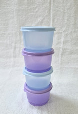 Tupperware Snack/Small Cups Blue and purple set of 4-4oz/140ml~ Lunch on the Go picture