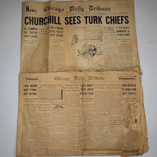1943 Chicago Daily Tribune WWII Newspaper Lot Churchill Sees Turk Chiefs 2D picture