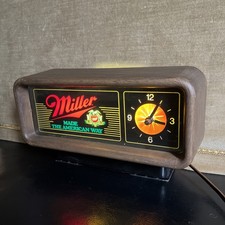 1985 Clock Bar Sign Miller Beer Starburst Electric Made The American Way Works picture