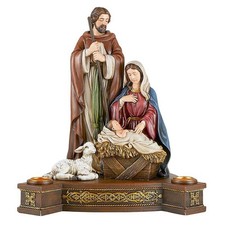 Holy Family Advent Candleholder Resin Christmas Nativity Centerpiece Decor picture