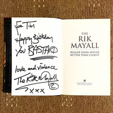 Rik Mayall Signed Book Bigger Than Hitler Better Than Christ Rare Inscription picture