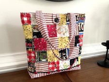 NEW PATCHWORK QUILTED SHOULDER BAG made w/ MARY ENGELBREIT fabric & Red Stripes picture