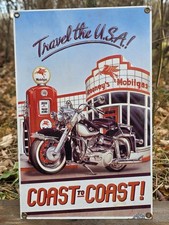 VINTAGE ROONEY'S MOBILGAS PORCELAIN SIGN TRAVEL THE U. S. MOBILGAS 12.5
