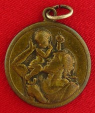 Vintage SAINT MUTIEN MARIE Medal SAINT CHRISTOPHER Catholic Pendant LARGE picture