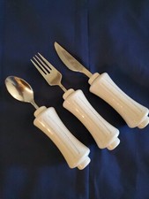 SP Ableware Utensil Set KNIFE FORK SPOON Oversize Handle Bendable Silverware EUC picture