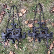 2- VTG 1969 Sexton Cast Iron Gothic Castle Dungeon Wall Sconces Chains Candle picture