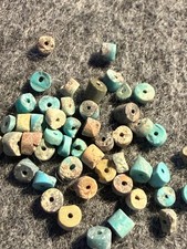20 Navajo Indian Turquoise Stone Trade Beads Small Size Nice Colors 1800's picture