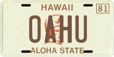 Hawaii 1980's OAHU Aluminum License Plate picture