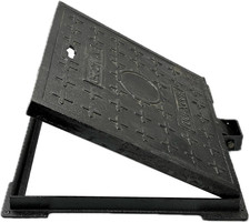 Cast Iron Manhole Cover and Frame, Square Black 20x20 In picture
