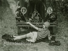 1920s FLAPPER GIRL 💜 8x10 Photo - Vintage Car Touring Auto picture
