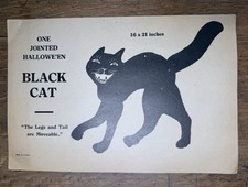 Vintage 1920s-1930s Beistle Jointed Halloween Black Cat Insert Card Rare picture