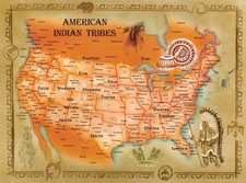 Postcard: American Indian Tribes Map, 8.25 x 11