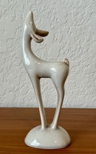 Vtg MCM Roselane Pottery Pasadena Deer Figurine 1950s Cream RARE picture
