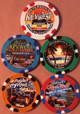 Set 5 Harley Davidson Wide Print Poker Chip from Petersons Key West HD Florida picture