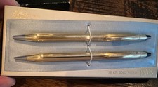 Vintage 1971 Cross 12K Gold Filled Pen & Pencil Set 1/20 12KT USA Made w/ Box picture