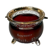 LOVETT Pennsylvania PA ANTIQUE Ruby Red Flash Souvenir Glass TRINKET picture